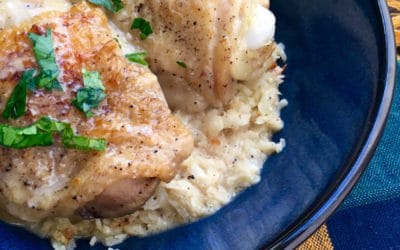 Pickle Braised Chicken Thighs with Cauliflower Rice